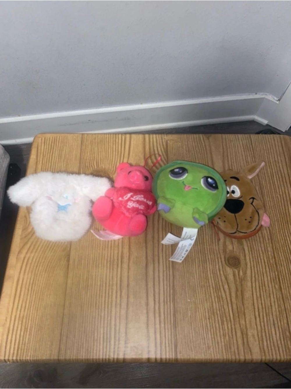 Assorted Small Plush Pet Toys - White, Pink, Green, Brown